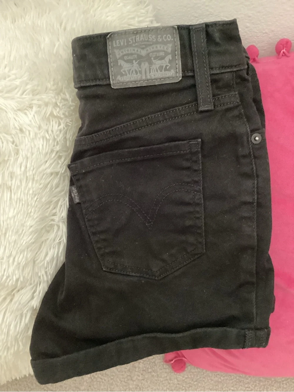 Levi's Black Rolled-Hem Denim Shorts